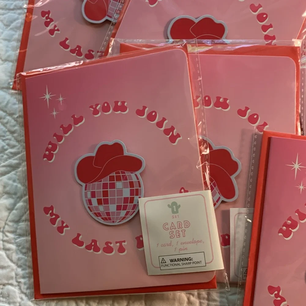 Last Disco 30 Pc blank note Card invitation W/Disco ball pin & Envelopes NEW
